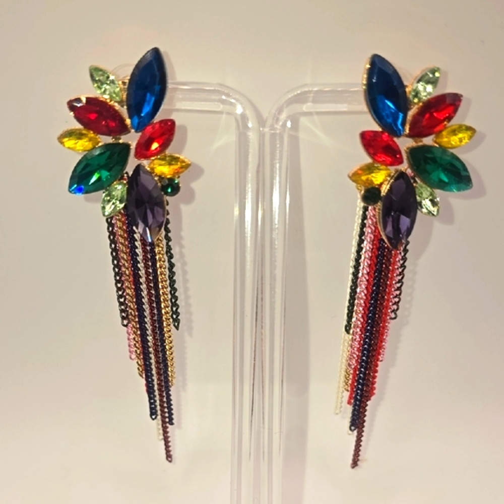 (E97) New Multicolor Gemstone Drop Earrings